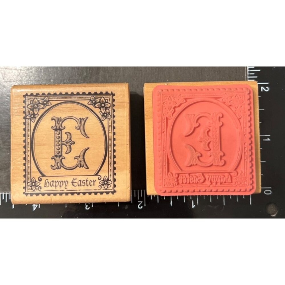 Craft Smart Wood Mounted Rubber Stamp Happy Easter postage stamp 125531
